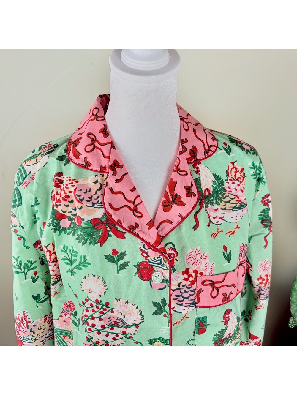 NWT Printfresh 100% Organic Cotton Pajama Set with Chickens Size S Comfy Cottage - Picture 5 of 15